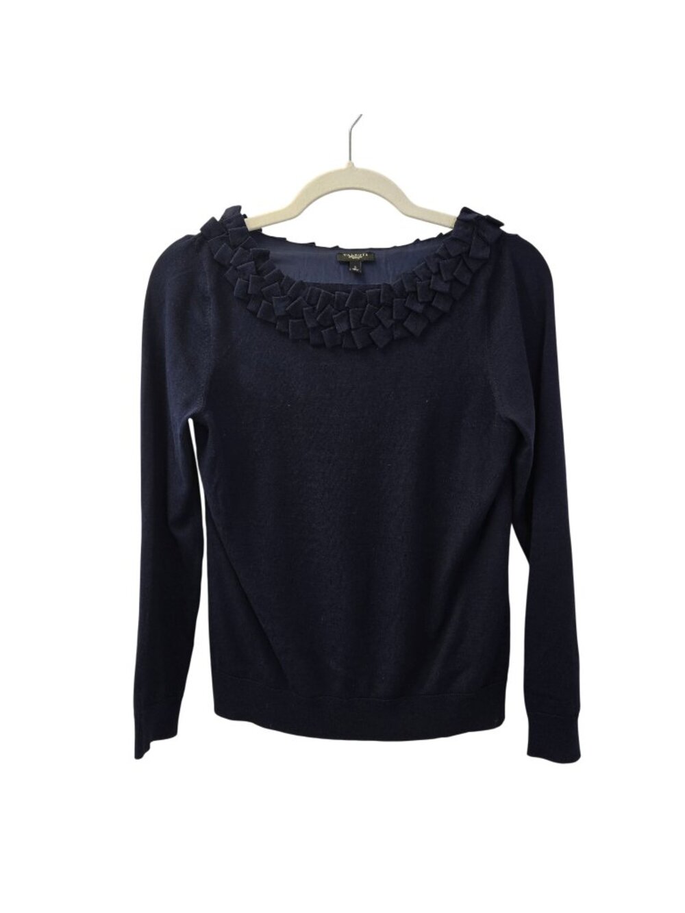 Talbots Silk Blend Embellished Collar Long Sleeve Sweater Size S Petite